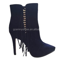 Bottines en daim à franges pour femmes