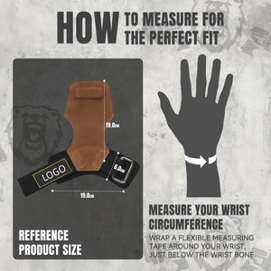 Sangles de musculation en cuir marron avec logo personnalisé, poignées de gymnastique robustes pour soulevés de terre, shrugs, rames avec barre, équipement de powerlifting - Product Image 5