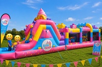 Château gonflable personnalisé avec toboggan et trampoline combinés, marque QY, en PVC