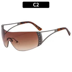 ¡Novedad de 2024! Gafas de sol deportivas Y2K sexis para mujer, gafas de sol personalizadas únicas sin marco UV400, gafas de sol para mujer, gafas de sol