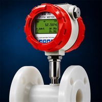 Sensor de Flujo de Turbina de PTFE de Grado Químico, Medidor de Flujo de Alta Precisión RS485 Modbus para Líquidos Químicos DN15