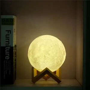 High Quality Popular 15cm Diameter RGB Colorful 3D Printing Moon Lamp with Remote
