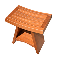 Banc de bain en bois de bambou personnalisé siège de chaise de salle de bain avec étagère de rangement porte-savon personnalisé à 2 niveaux et tabourets ergonomiques