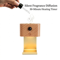 Veilleuse magnétique en bois massif avec diffuseur d'huiles essentielles, lampe de bureau multifonctionnelle mini à lumière blanc chaud pour chambre à coucher