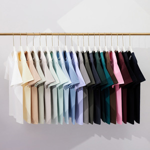 2025 Spring Summer Collection Men's Trendy <strong>T</strong>-<strong>Shirt</strong> Heavy Combed Cotton Simple <strong>Solid</strong> <strong>Color</strong> Short Sleeve Oversized Top Base <strong>Shirt</strong>