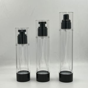 15ml 30ml 50ml 80ml 100ml 120ml đen nhựa không có không khí chai với máy bơm không khí bơm lại Rỗng Mỹ phẩm Lotion container Kem sử dụng - Product Image 1