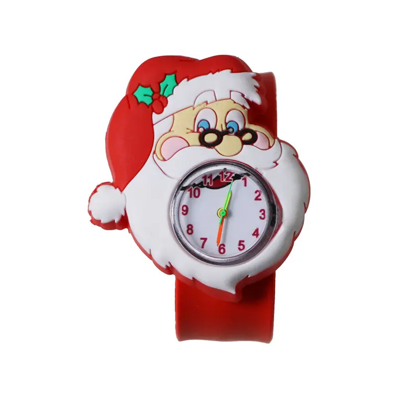 Mskwee 소녀 어린이 만화 크리스마스 컬렉션 디지털 전자 때리는 시계 다채로운 생일 파티 선물 시계