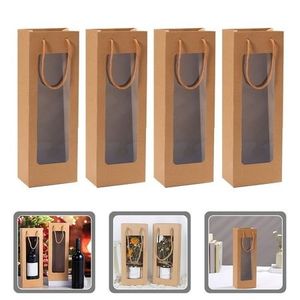 Personalizado Barato Impresso Logotipo Rosa Kraft Paper <span class=keywords><strong>Wine</strong></span> Gift <span class=keywords><strong>Bag</strong></span> Cordão para Vinho Champagne Whisky Bebidas Energéticas Promoções Artesanato - Product Image 2