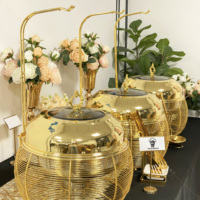 Luxuriöses 8L Edelstahl Brennstoffbetriebenes Speisenwärmer-Set mit Hängedeckel für Catering und Buffet