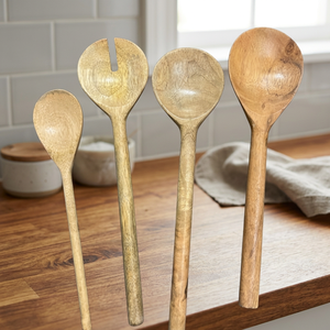SpatulaCharm Ensemble de 4 spatules de cuisine en bois d'acacia mangue, ustensiles résistants à la chaleur, couverts multifonctions, couverts de cuisine - Product Image 1