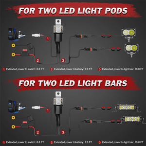 <span class=keywords><strong>Kit</strong></span> de câblage pour interrupteur à bascule 5 broches marche/arrêt, relais DT 2 voies 12V pour barre lumineuse de travail LED de voiture - Product Image 6