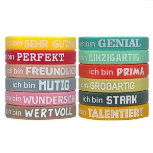 กำไลข้อมือซิลิโคนคำคมเยอรมันสุดสร้างแรงบันดาลใจ สายรัดข้อมือยางสำหรับผู้ชาย ผู้หญิง และวัยรุ่น ของขวัญเครื่องประดับมือ - Product Image 5
