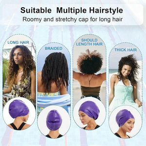 Bonnet de bain en silicone surdimensionné Xxl bonnet de bain de protection des oreilles imperméable pour adultes pour hommes et femmes avec des cheveux longs - Product Image 5