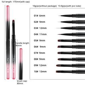 10pcs Black Gradient Metal Nail Brush Set Ombre Liner Fan French Flat Round <b>Builder</b> Gel Brushes for Salon - Product Image 5