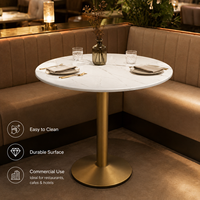 Tables et chaises de restaurant, table à manger ronde en marbre avec piétement doré pour café, hôtel, bar et restaurant