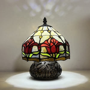 LongHuiJing Luxury Bohemian 8" Tulip Table Lamp for Reading Desk, Nightstand & Living Room - Tiffany Style Memory Lamp - Product Image 1