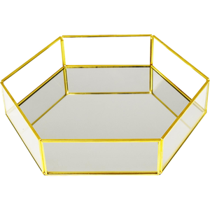 Hot Selling Luxury Creative <b>Perfume</b> Storage Glass <b>Tray</b> Custom Gold Mirror <b>Tray</b> Home Decor - Product Image 1