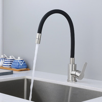 Robinet de cuisine moderne en acier inoxydable 304 à 2 fonctions, à un seul trou, à montage sur plan, pour usage hôtelier, rotation à 360 degrés