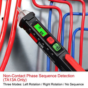 पेशेवर इलेक्ट्रिशियन चरण क्रम पोर्टेबल उच्च संवेदनशीलता 12-1000V AC DC बिना संपर्क वोल्टेज परीक्षक पेन - Product Image 4