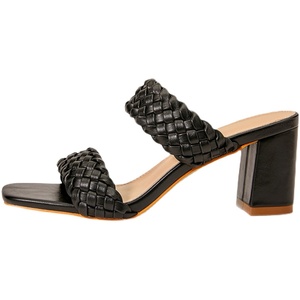 New Foreign Trade Thick <b>Heel</b> Braided T-stage Outdoor Net <b>Red</b> Nightclub High-heeled Fashion Women's Shoes - Product Image 5