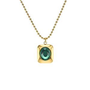 Stile leggero set di gioielli di lusso nuova pietra bianca in acciaio al titanio smeraldo commercio ovale in palazzo - Product Image 2