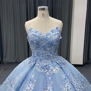 Lsany281 Elegante Vestido de Quinceañera Azul Cielo con Apliques Florales en Capas, Vestido Brillante para Fiesta de Graduación o Cumpleaños Jancember - Product Image 6