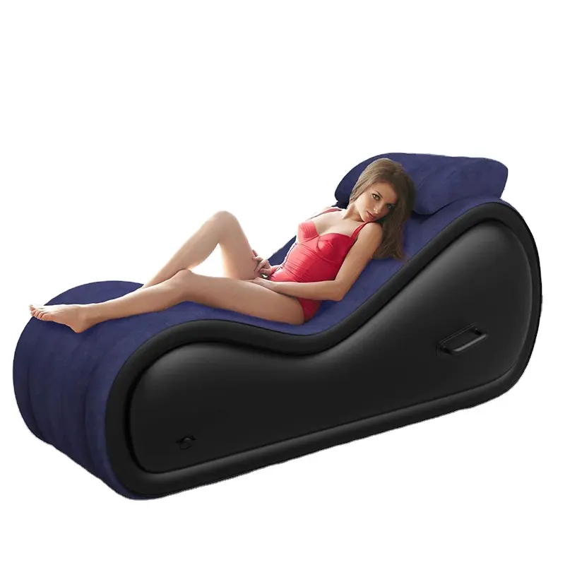 Canapé gonflable floqué, confortable, pour soutien en profondeur pour couple, sexe, fauteuil de salon, avec oreiller