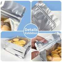 Lebei Vente en gros Emballage alimentaire à fond plat transparent Sac à fermeture éclair Feuille argentée brillante Ziplock Matériau PET Un côté pour les aliments