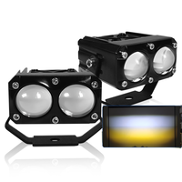 2 Phares LED Mini Blancs et Jaunes pour Moto, Vélo, Voiture - Feux de Brouillard et Feux Auxiliaires