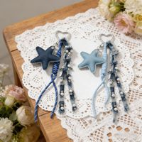 Gantungan Kunci Tas Denim Bentuk Hati Bintang Vintage dengan Rumbai Tali Anyaman, Karabiner Hati, Liontin Ransel, Aksesoris Tas Jeans Y2K untuk Wanita
