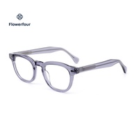 Montures de lunettes rondes en acétate Flowerfour avec logo personnalisé - Lunettes de protection contre les radiations unisexes pour adultes, pour un usage quotidien, adaptées à toutes les formes de visage