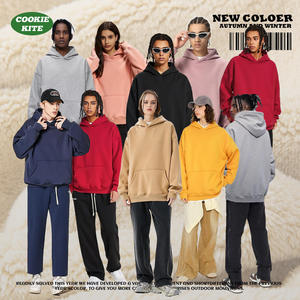 YGR8811Men's Winter Solid Fleece Hooded Sweater 600g Heavy Velvet Padded Loose Fit Pullover Hoodie - Product Image 5