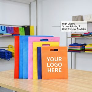 <span class=keywords><strong>Sac</strong></span> cadeau non tissé écologique à prix d'usine, personnalisable avec logo imprimé, réutilisable, avec poignée découpée en D, pour boutique - Product Image 4