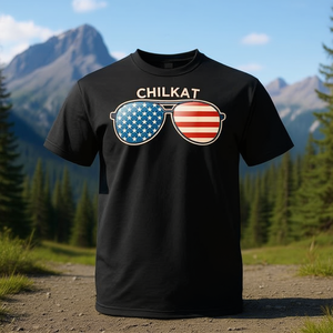 Camiseta Chilkat AK Vintage con bandera de EE. UU. y gafas de sol, ropa promocional de estilo retro - Product Image 3