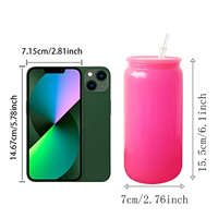 USA Entrepôt Réutilisable Néon Couleurs 16oz Canette de Bière Tasse en Verre Tasse à Café Glacé Vierges de Sublimation Verres à Bière avec Couvercle en Plastique