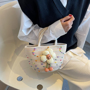 กระเป๋าถือฤดูร้อนสำหรับผู้หญิงปี 2026 ดีไซน์ unisex  กระเป๋าผ้าฝ้ายทอมือสไตล์ลำลอง - Product Image 6