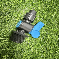 Vanne à boisseau sphérique mini en plastique HDPE avec raccord mâle pour tuyau PE, contrôle de l'eau pour l'irrigation goutte à goutte