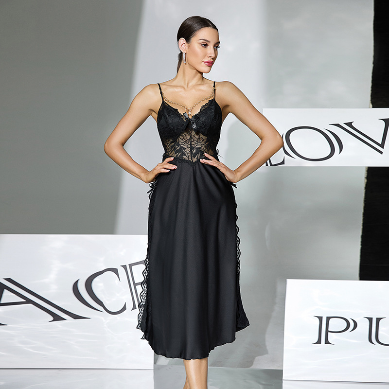 Buy Woman Long Satin Silk Nightgown Mature Soft Satin Material | Alibaba.com