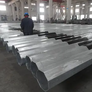 Hot Dip Galvanized And Powder Coating Steel Street Pole With Base Plate