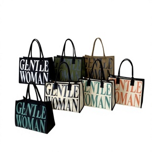 Sac fourre-tout en toile personnalisé pour femme, grande capacité, double poignée, marron avec impression de texte noir pour le sport et le shopping, impression de logo - Product Image 6