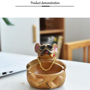 Cendrier moderne et créatif en forme de bouledogue français et d'hippopotame, motif animalier de dessin animé mignon, pour salon, tendance et personnalisé - Product Image 4