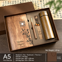 Carnet en bambou de luxe avec logo personnalisé, stylo, thermos, papeterie écologique en bois, cadeau d'entreprise pour les clients