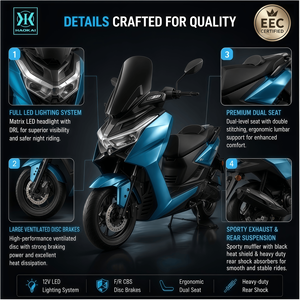Scooter à essence EURO 5 Sport 125cc, quatre temps, refroidissement par air, injection électronique Bosch, démarrage sans clé, freins à disque CBS, vitesse 85 km/h pour la ville/l'autoroute - Product Image 3