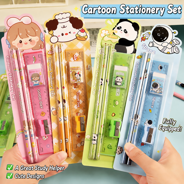 Cartoon Pencil Set Student Gift Kit Cute Stationery Bundle