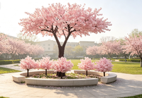 Arbre à fleurs de cerisier artificiel en gros, faux cerisier japonais, grand arbre à fleurs de cerisier artificiel en gros