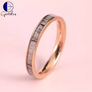 Gentdesジュエリーローズゴールドレディース4mmチタンインレイアントラウェディングバンドレディースアントラエンゲージメントリング手作りアントラーリング - Product Image 4