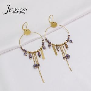 ต่างหูระย้ากลมคริสตัลสีแดงลูกปัดหินธรรมชาติ - Product Image 6