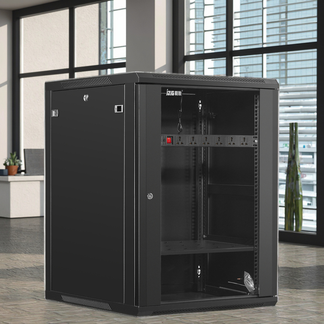 Modern 19" Wall Mount Cold Rolled Steel Server 4U-22U Network Rack Ventilated Design NVR/DVR Security Systems Tempered Glass