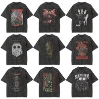 Camiseta de Hombre con Estampado de Anime Alien Beast Magic City, Cuello Redondo, Manga Corta, Algodón Puro, Estilo Retro Holgado, Camiseta Moderna