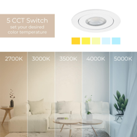 Downlights LED encastrés à suspension 4 pouces 5CCT 360° ° +90 °   Downlight LED directionnel réglable pour surface, 3 pouces, 10 W